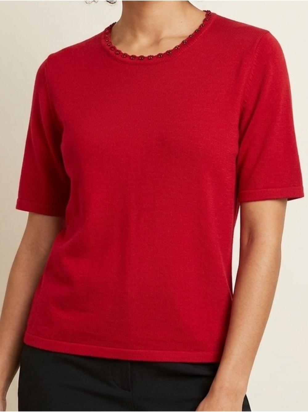 Laura Silk Sweater Embellished Neckline